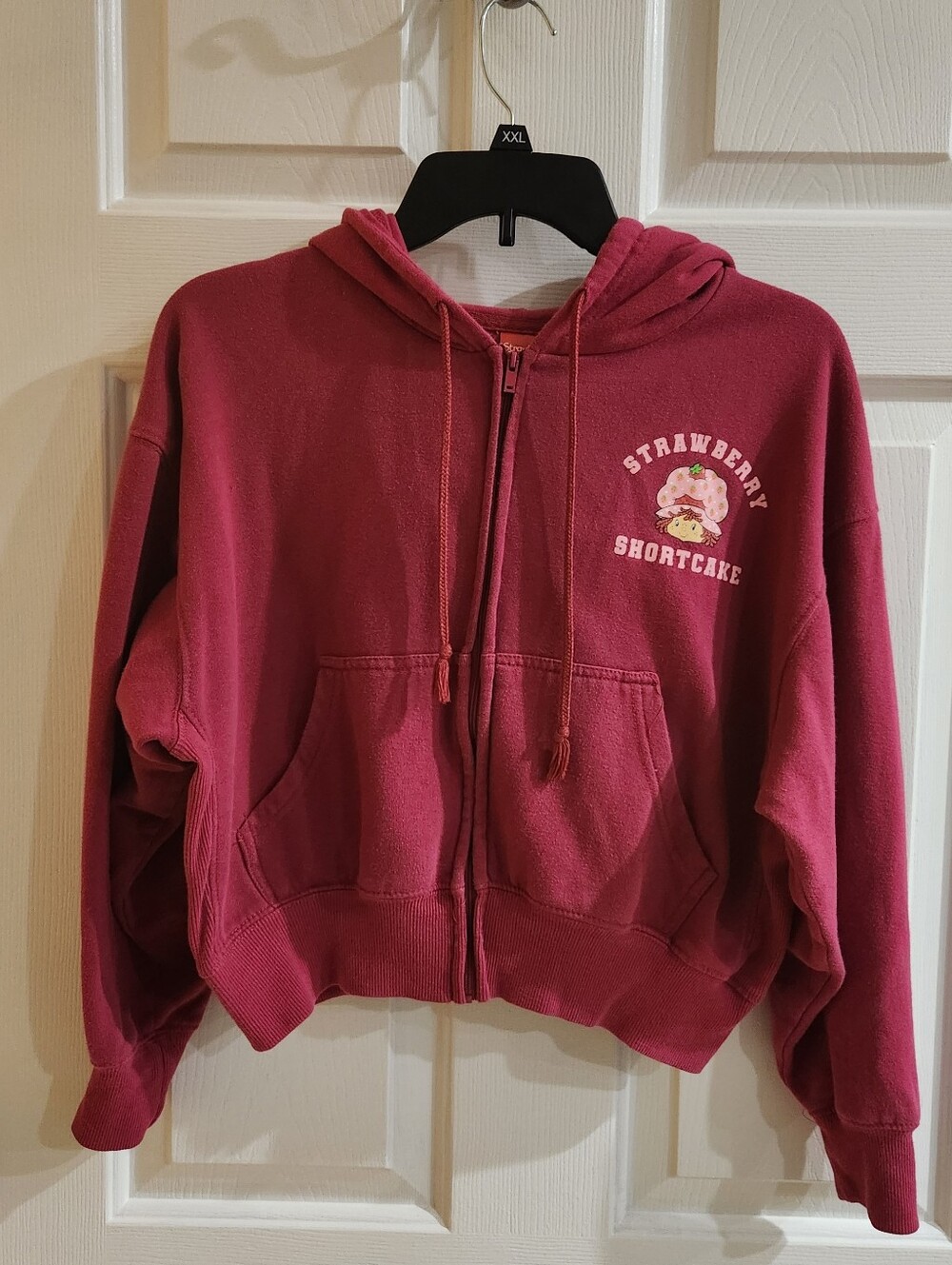 Strawberry Shortcake 79 Pink Zip Up Hoodie Y2K Cropped Retro Juniors Small